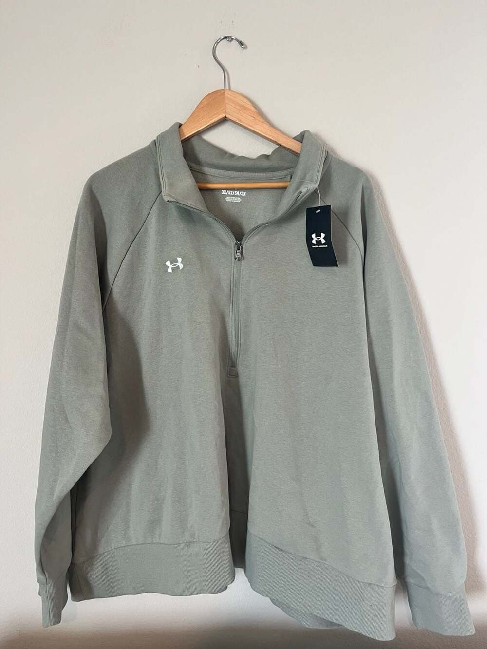 NEW Under Armour, 3XL Women's Rival Fleece 1/2 Zip Pullover, Sage Green
